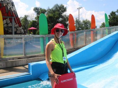 Kids on water slide